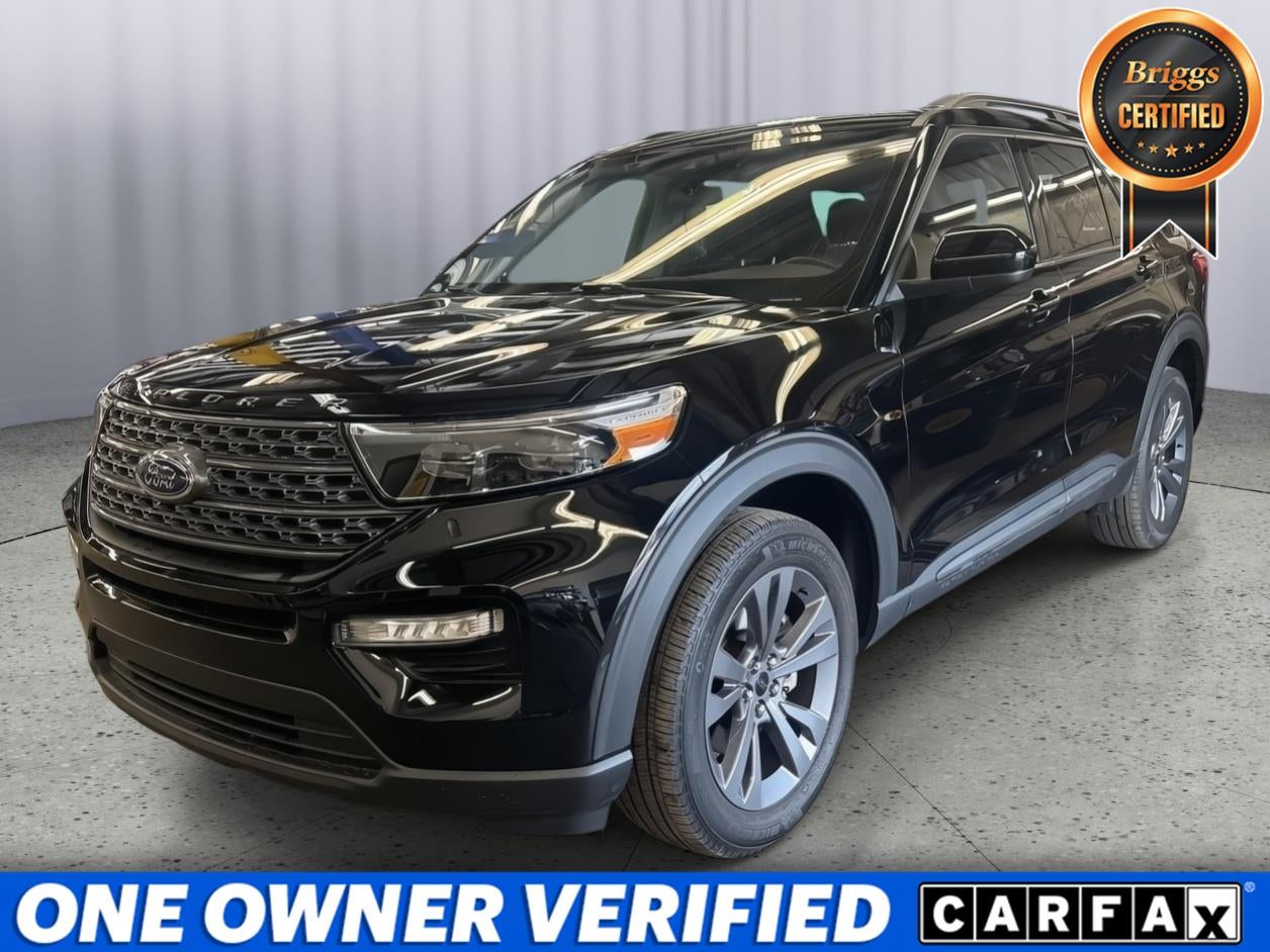 2023 Ford Explorer XLT in Agate Black — front three-quarter view