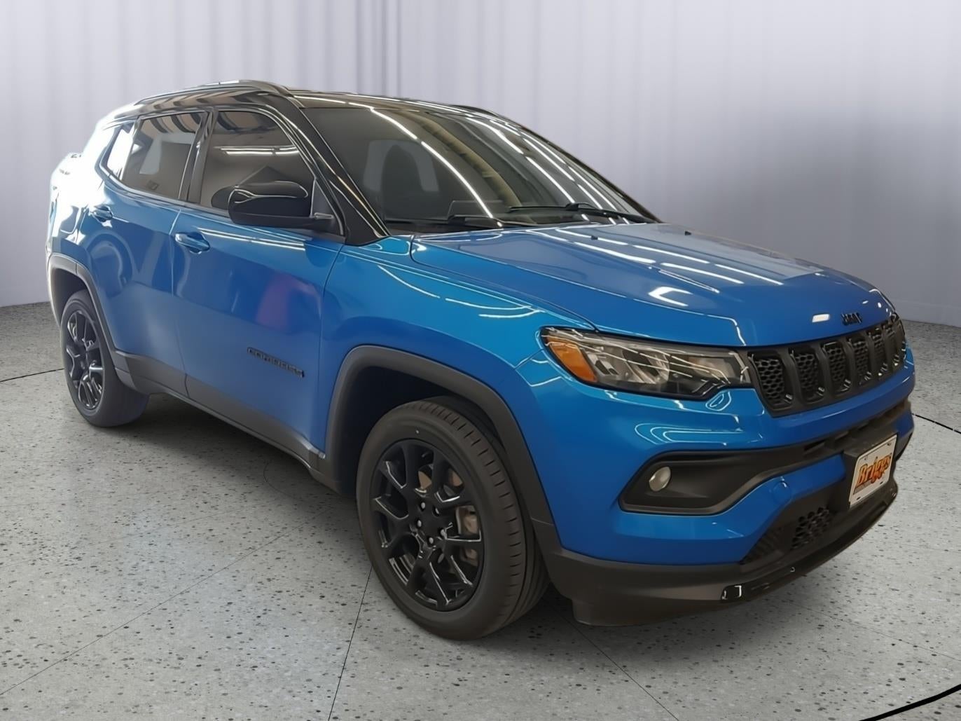 2024 Jeep Compass Latitude 4x4 in Hydro Blue Pearlcoat — front three-quarter view