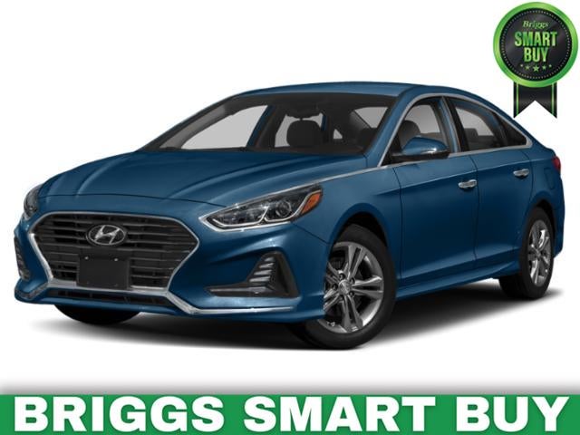 2019 Hyundai Sonata SEL in Lakeside Blue — front three-quarter view