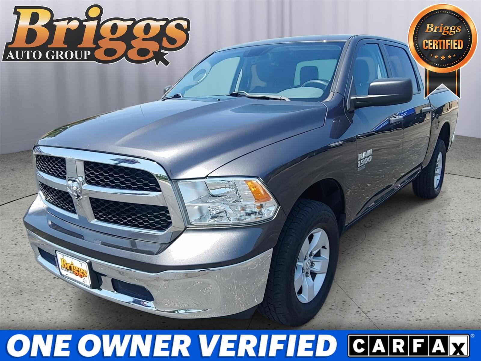 2019 RAM 1500 Classic Tradesman in Granite Crystal Metallic Clearcoat — front three-quarter view